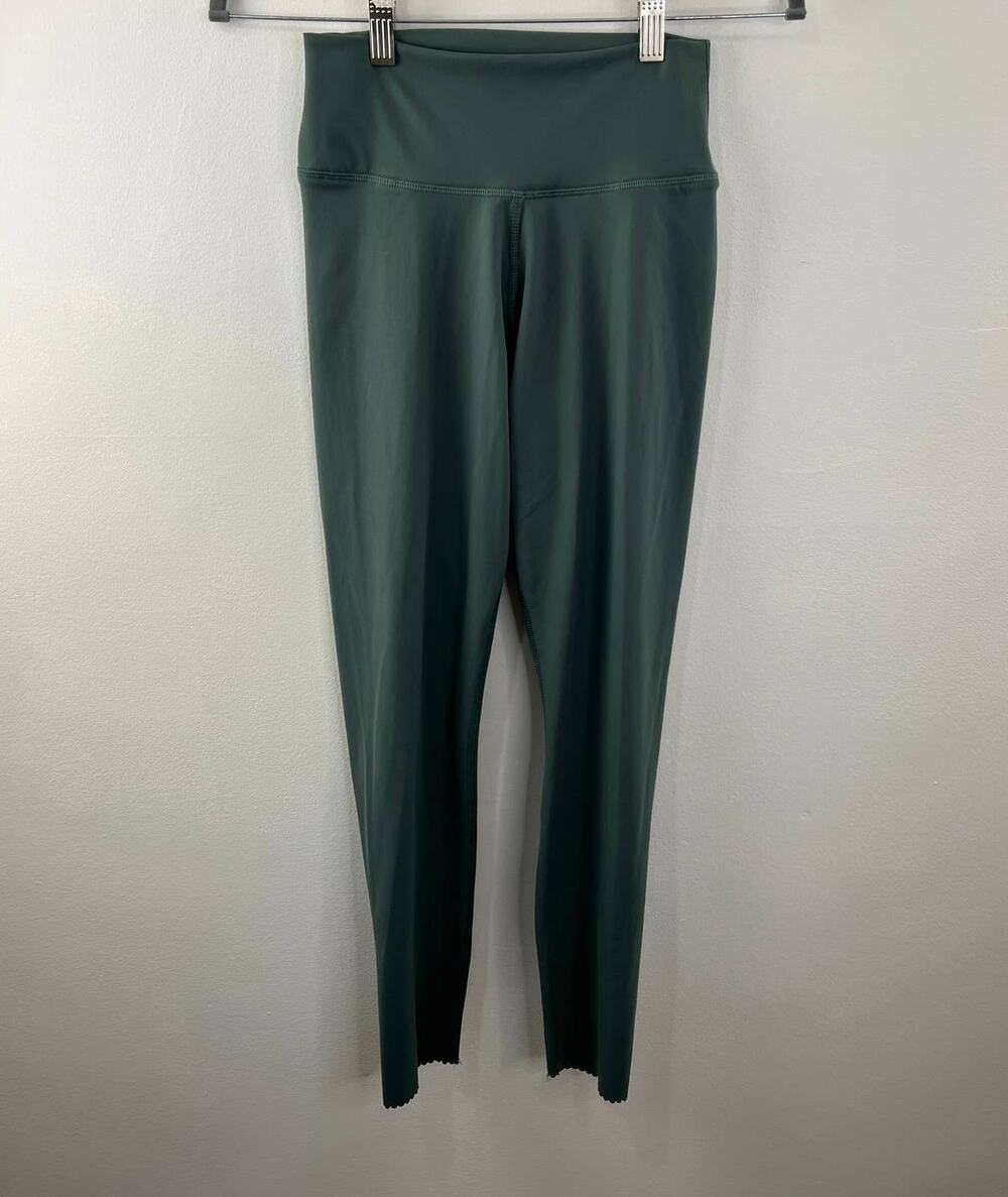 Crivit Green Scalloped Hem Active Ankle Leggings Gym Athleisure High Rise M 8/10